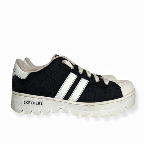 Skechers Shoes - Vintage 90s Sketchers Platform Sneakers Old Logo Lug Sole Cap Toe 9
